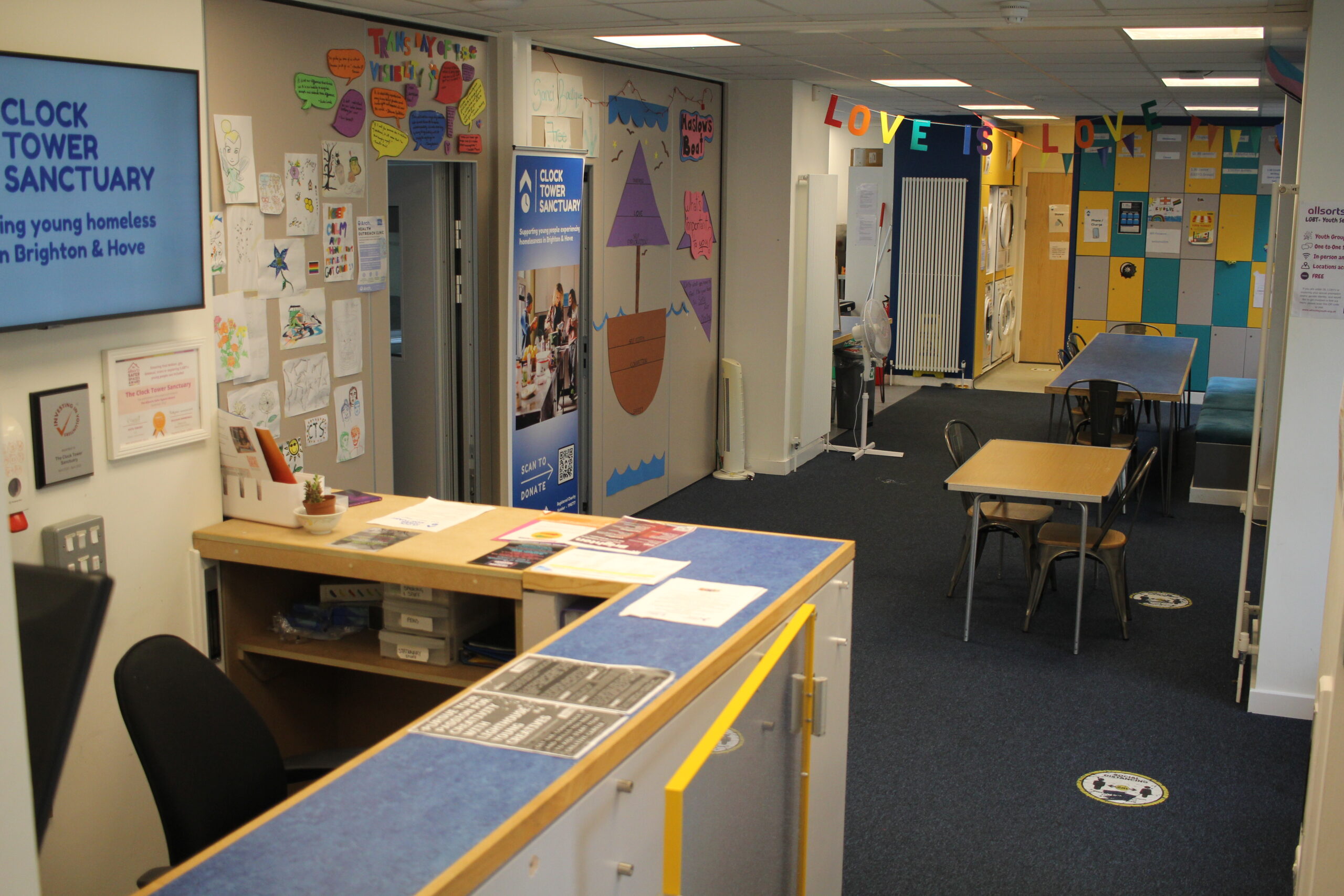 The colourful ground floor of our day centre