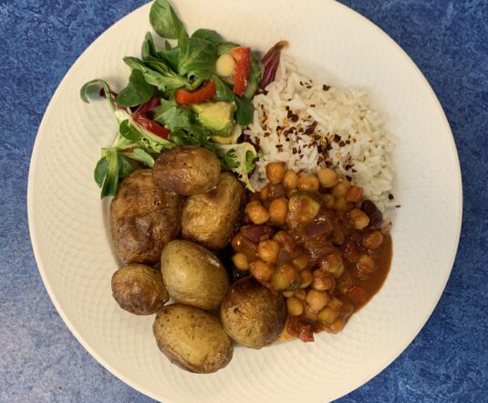 A photo of a free hot meal prepared by volunteers in our day centre