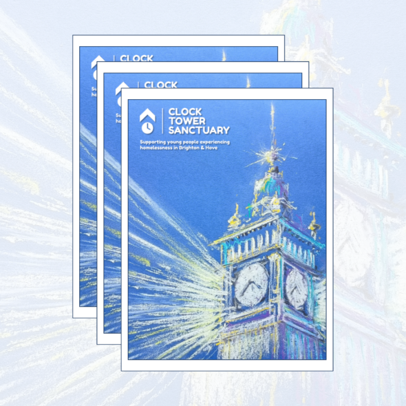 A 3-pack of Christmas cards with a drawing of the Clock Tower on the front